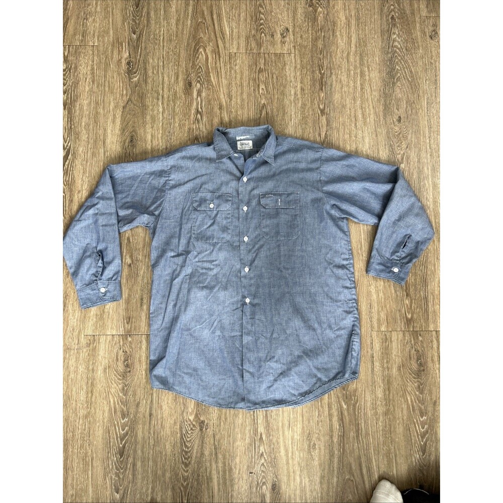 VTG Montgomery Ward Powerhouse Button Work Chore Shirt Chambray Mens Size 2XL